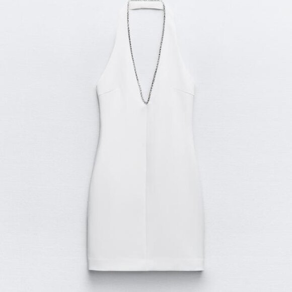 WHITE HALTER TOP DRESS - Picture 8 of 9